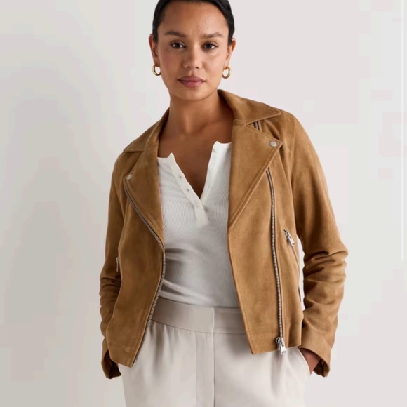 Quince Jackets & Blazers - Quince NWT 100% Suede Biker Jacket Pecan Brown Size M